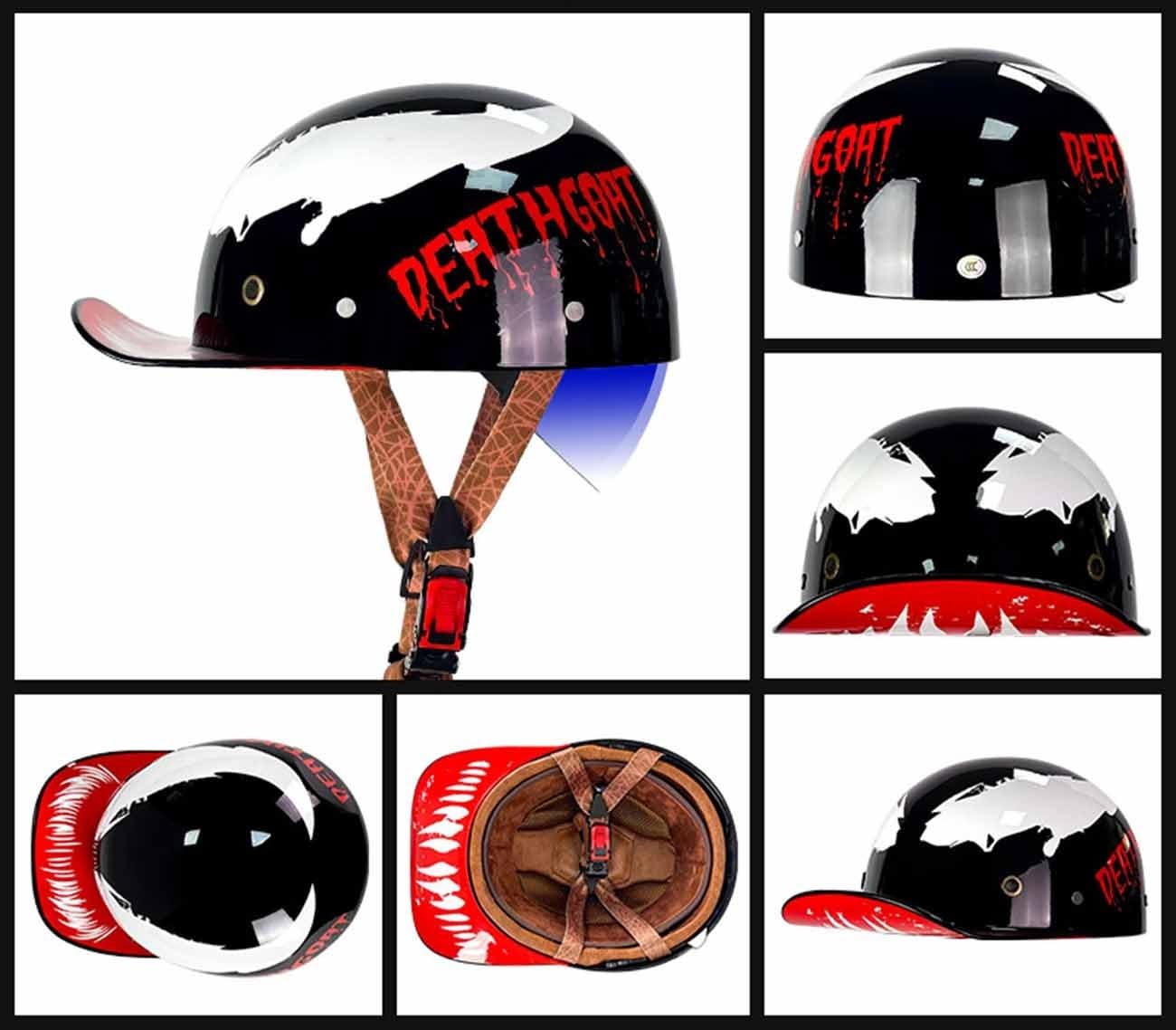 バイクヘルメット ダブルレンズのハーフヘルメット 換気?日焼け止め Amazon.co.jp: 大人のオートバイのジェットヘルメット野球帽オープン